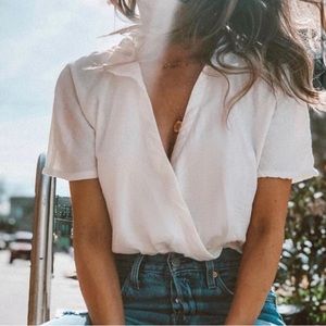 Urban Outfitters Natural Surplice Cropped Top